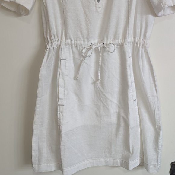 Royal Robbin’s White V-Neck Roll Sleeve Drawstring Waist Dress - Medium - Picture 3 of 13